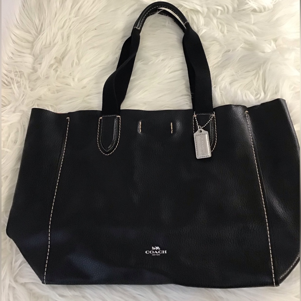 Coach 58660 Pebble Leather Derby Tote Bag In Black EUC - Picture 3 of 16